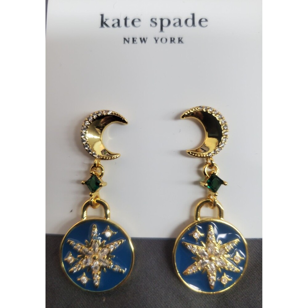 Kate Spade Crystal Moon and Start Drop Earrings